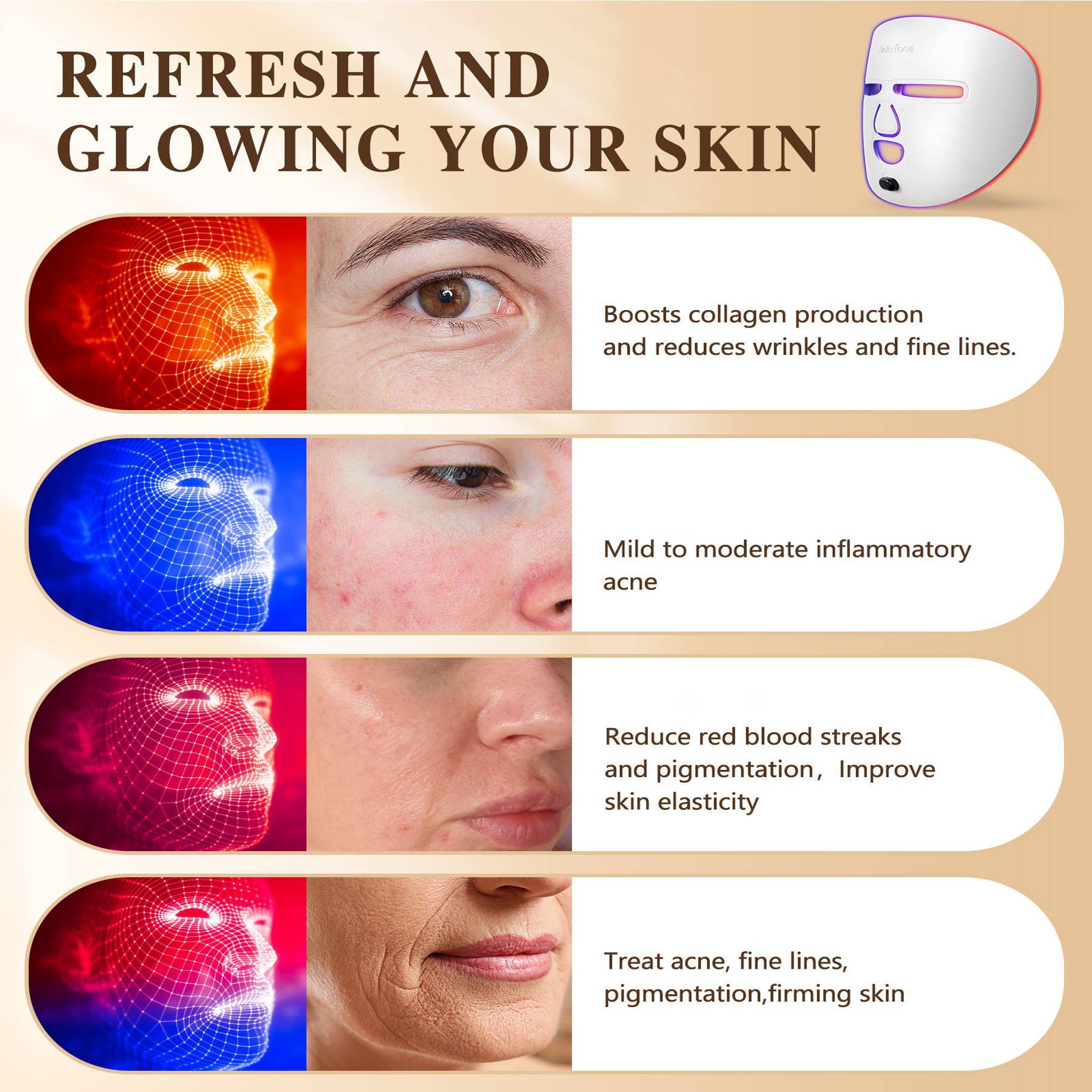 LED Red light Therapy Mask.