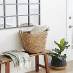 Stella & Eve Tall Woven Decorative Storage Basket with Ring Handles