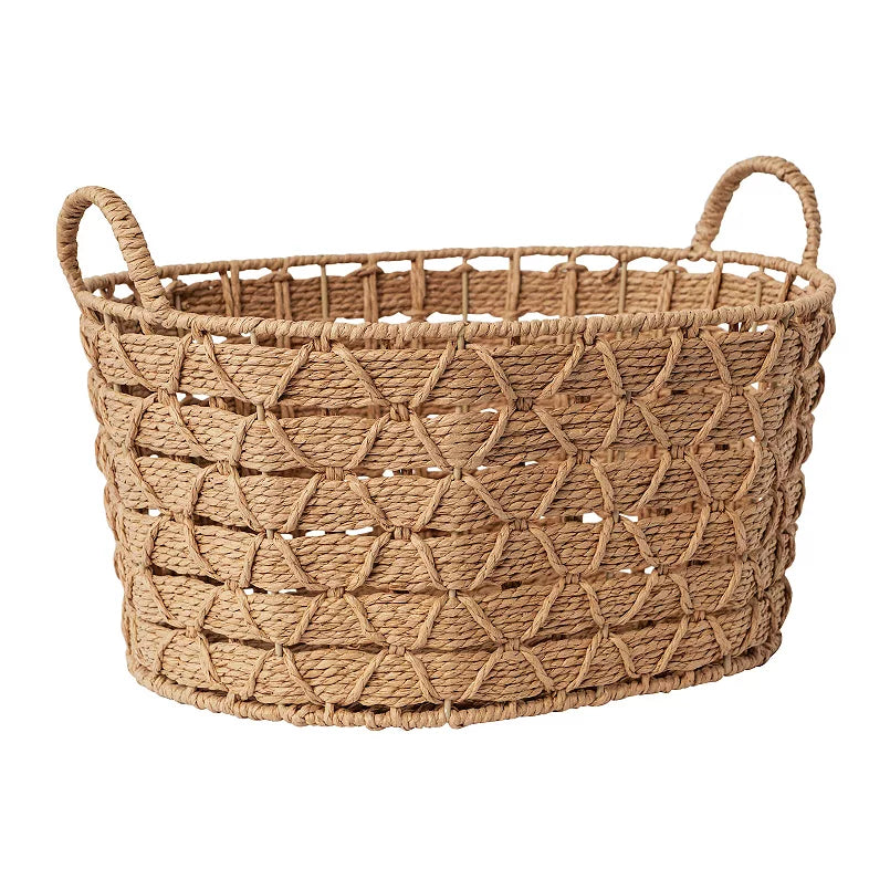 RGI Home Woven Paper Cord Small Decorative Storage Basket - Natural Finish