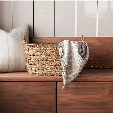 RGI Home Woven Paper Cord Small Decorative Storage Basket - Natural Finish