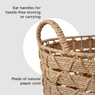 RGI Home Woven Paper Cord Small Decorative Storage Basket - Natural Finish